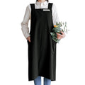 HANEE Cotton Aprons for Women and Men | Cross-Back Apron with Pockets (Black)