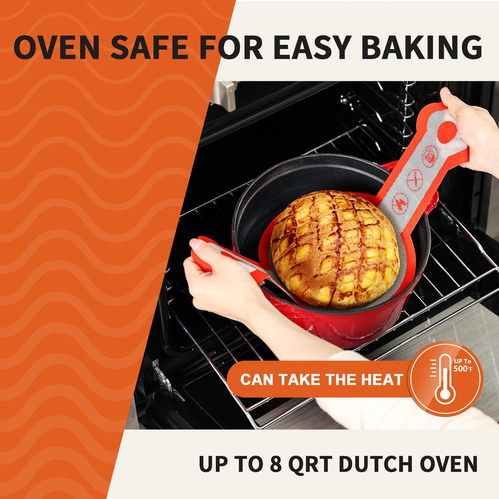 Cook's Aid 2 Pcs Silicone Bread Sling for Dutch Oven, Non-Stick Bread Baking Mat Set, Reusable Sourdough Bread Sling with Long Handles for Easier Transfer for Dough