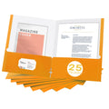 Zzrywuty File folders with Pockets,Orange Two folders for documents,25 Pack Paper Folders with Card Slot,Letter Size,School Students,Business,Home and Office Workers