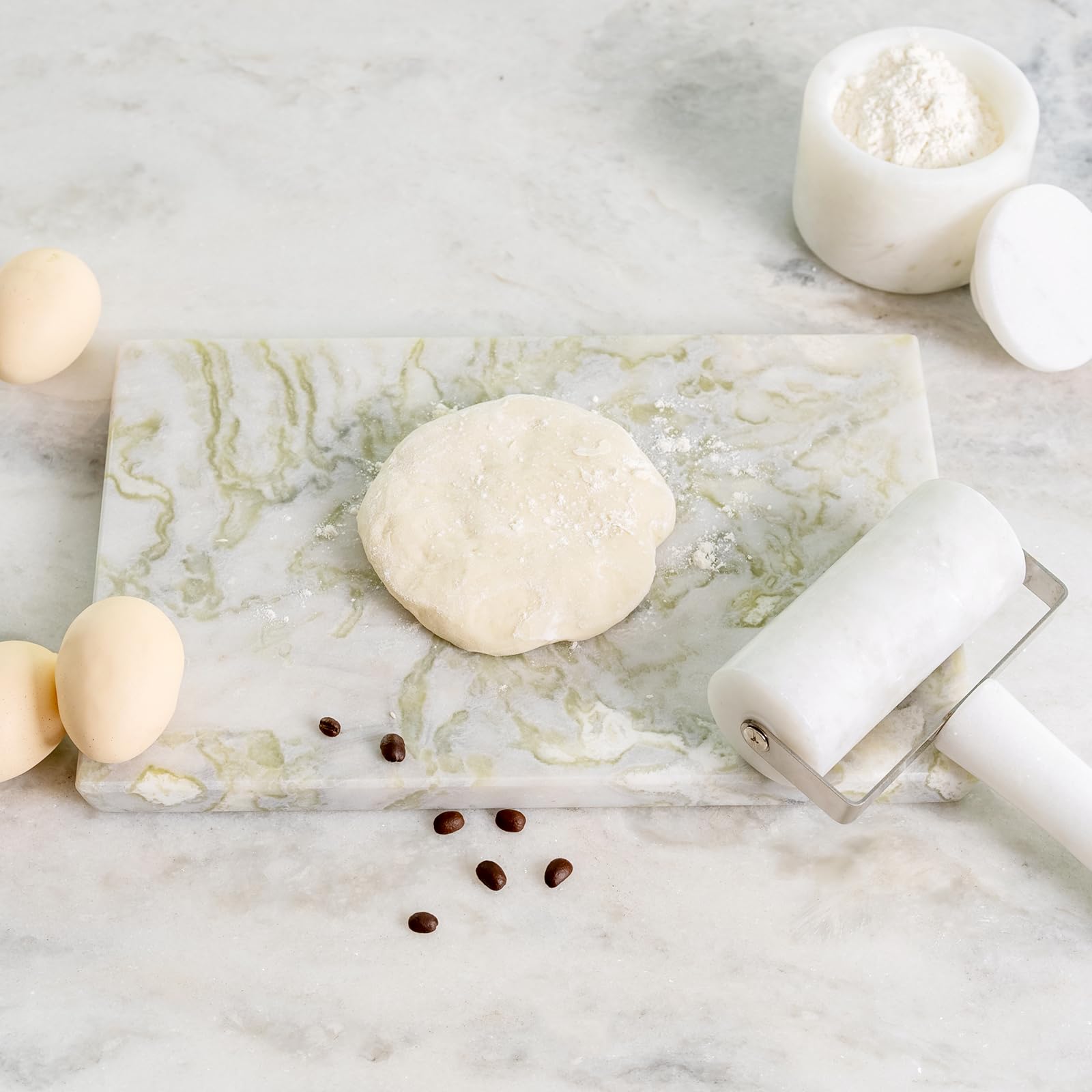 Koville Multi-Purpose Pastry Marble Tray Cutting Board With Non-Slip Feet, 12x8 Inch Rectangular Marble Cutting Boards Cheese Board for Kitchen, Stone Charcuterie Board Chopping Slab for Home Decor