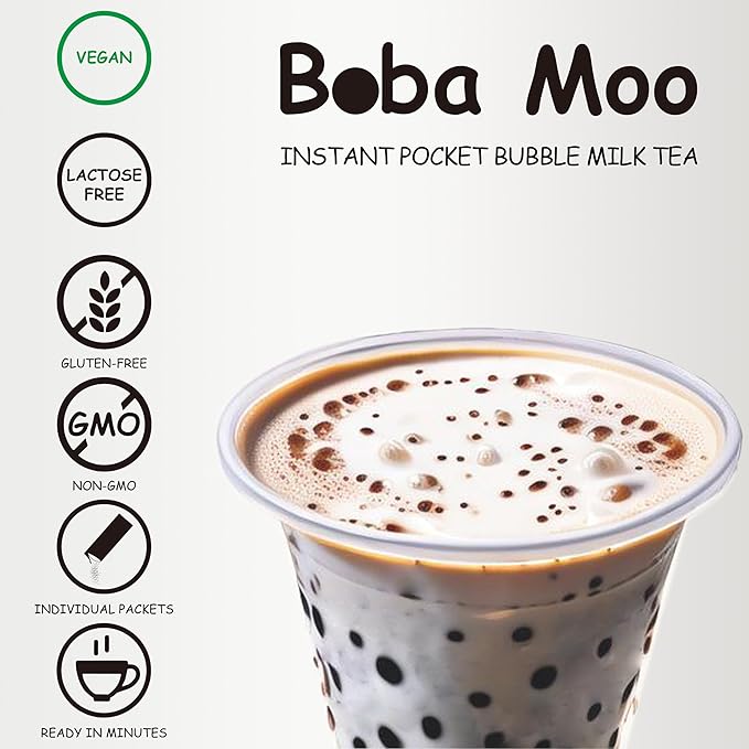 Boba Moo Premium Boba Tea Kit With Classic Milk Tea Flavor - Only 10,000 Kits Yearly, Small Batch Bubble Tea Kit With Exceptional Taste & Chewiness, Vegan, Lactose-Free, 6 Servings