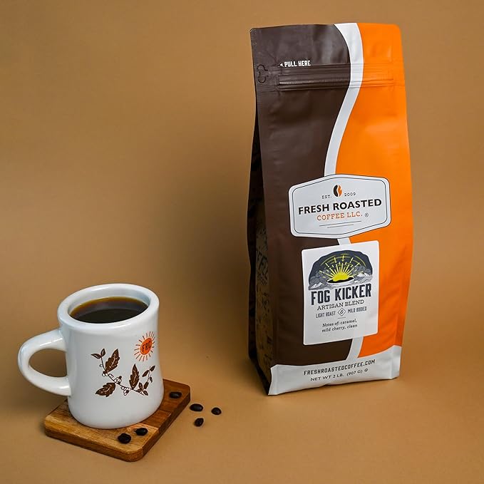 Fresh Roasted Coffee, Fog Kicker, 2 lb (32 oz), Light Roast, Kosher, Whole Bean