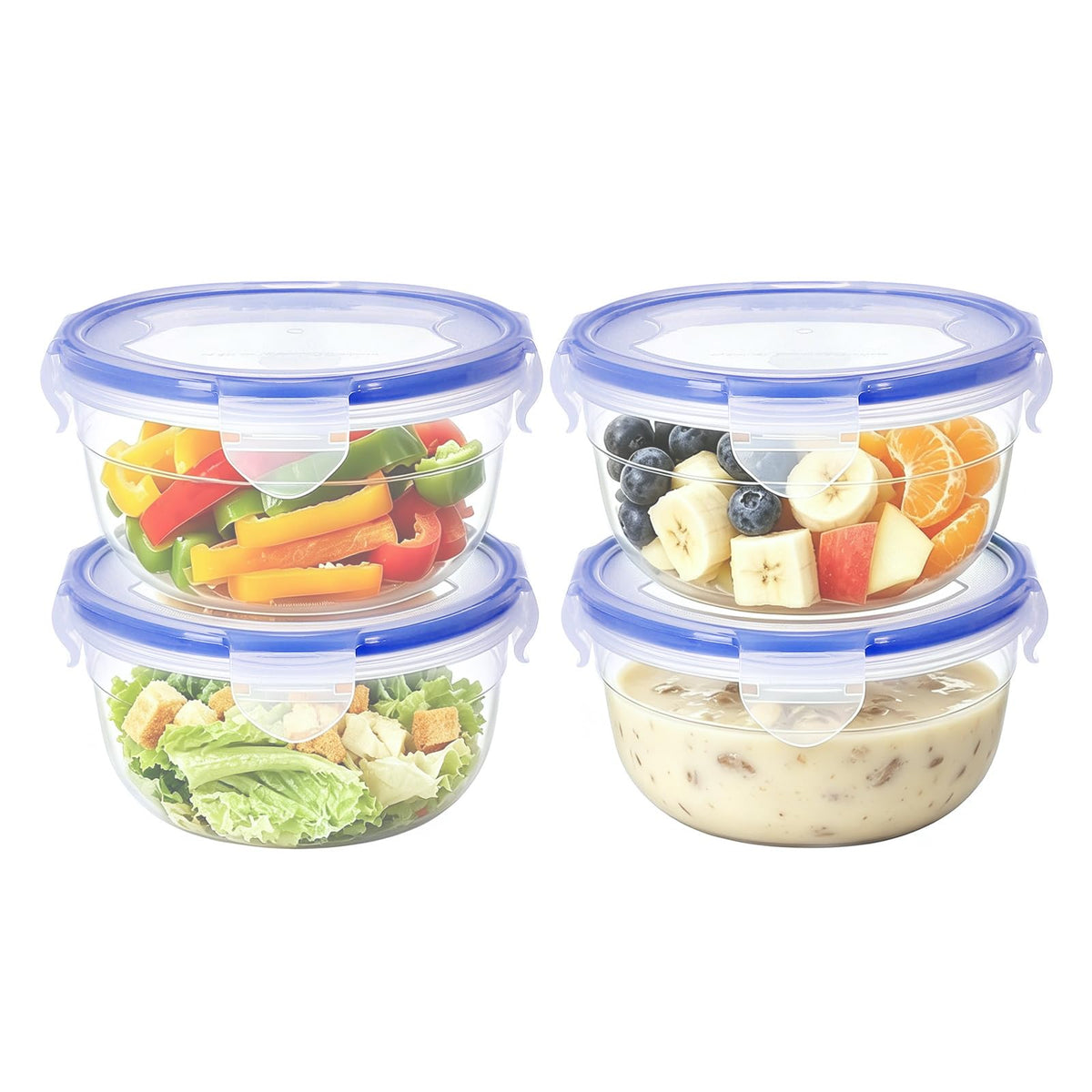 KIGI Plastic Round Food Storage Container, 4 Pack (2.5 Cup)