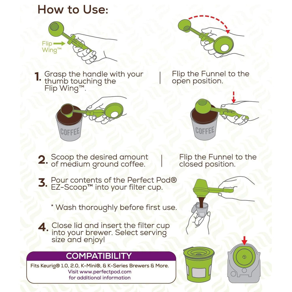 Perfect Pod EZ-Scoop Coffee Scooper & Funnel for Reusable K Cup Pods