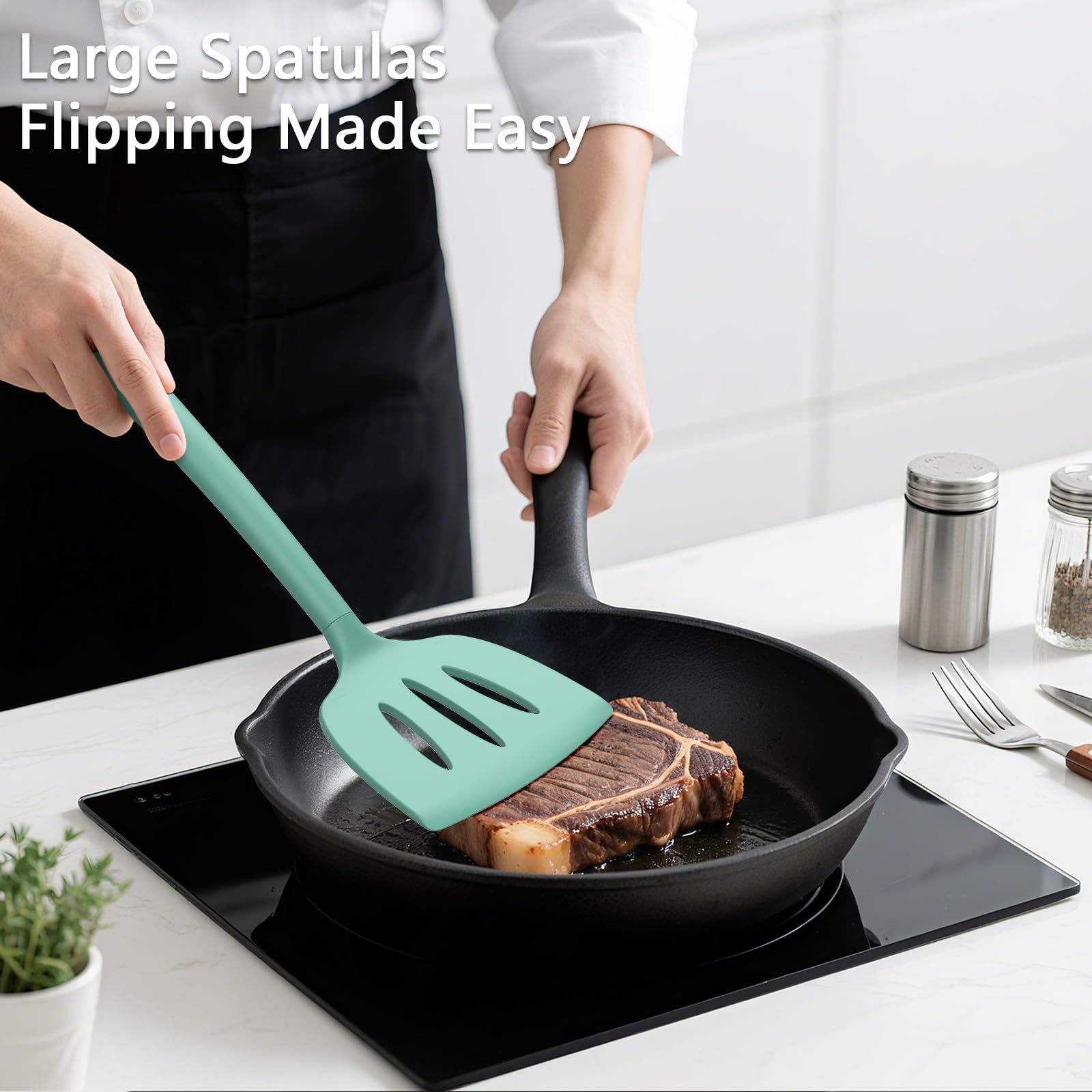Coukre 3 Pack Silicone Spatula Set, Heat Resistant to 500°F, BPA-Free