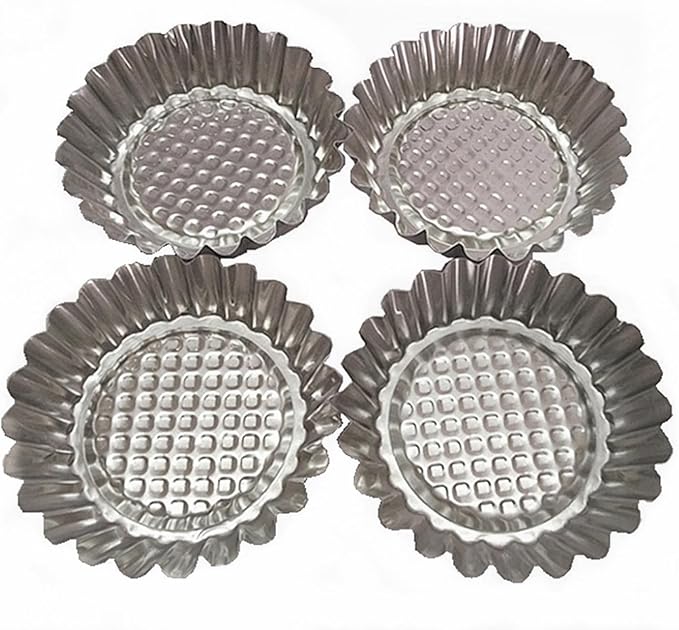 MYStar Set of 20, 3-3/4" Fluted Design Round Shape Non-stick Aluminum Tart Mold, Mini Pie Tin, Tartlet Pan