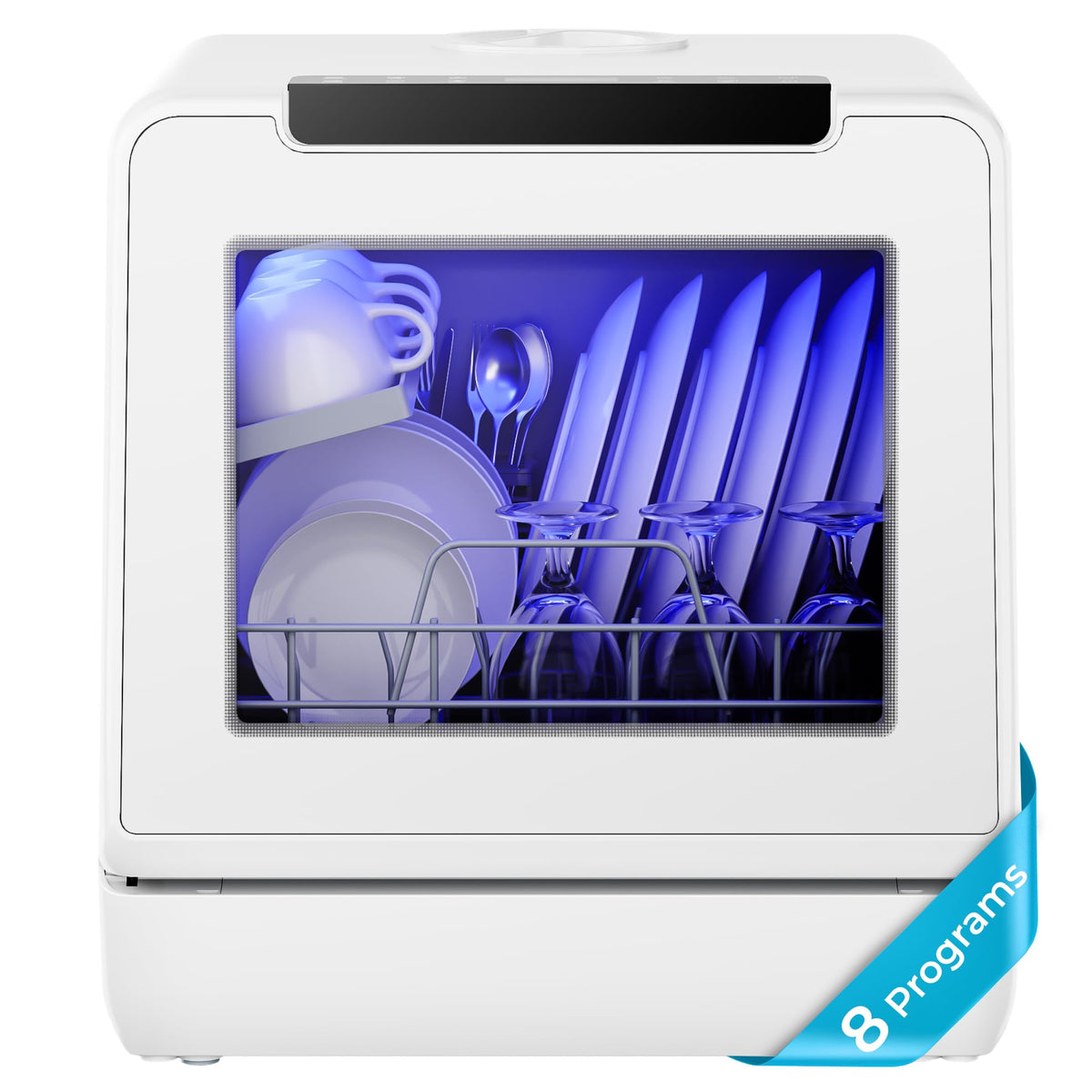 EUHOMY 8-Program Countertop Dishwasher with 5L Tank, 167°F, 40dB, No Hookup