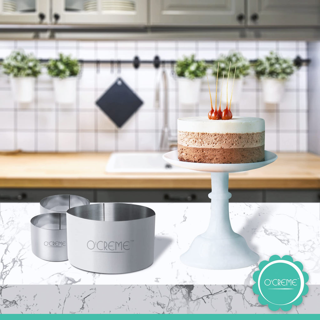 O'Creme Cake Ring Sturdy Stainless Steel Round Mousse Cake Ring Mold for Baking, Dessert Cake Decorating Pastry Rings 10 Inch Diameter x 3 Inch High