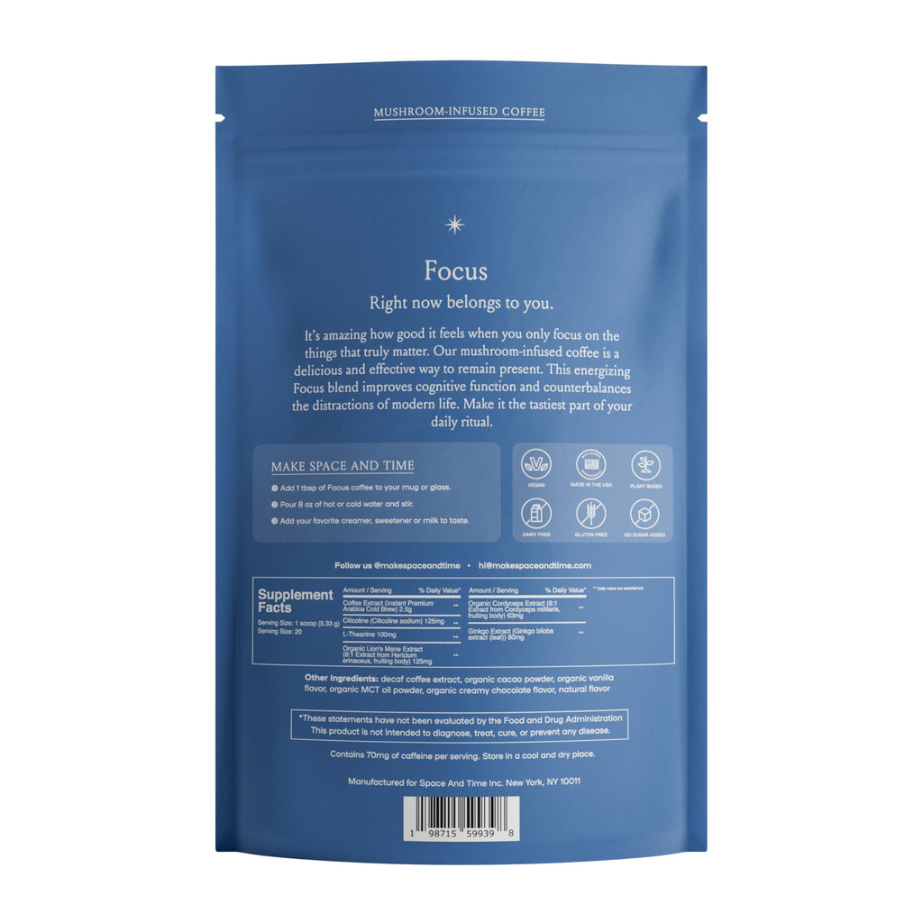 Mushroom Coffee, 20 Cups of Focus, Productivity & Clean Energy, Instant Mushroom Coffee with Lions Mane, Cordyceps and L-Theanine