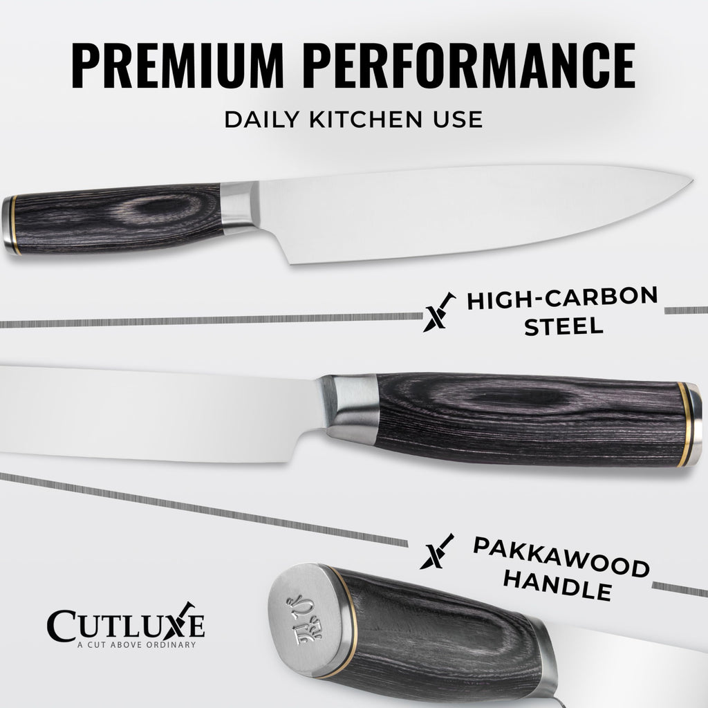 Cutluxe Chef Knife 8" Japanese Kitchen Knife – High Carbon Steel, Full Tang
