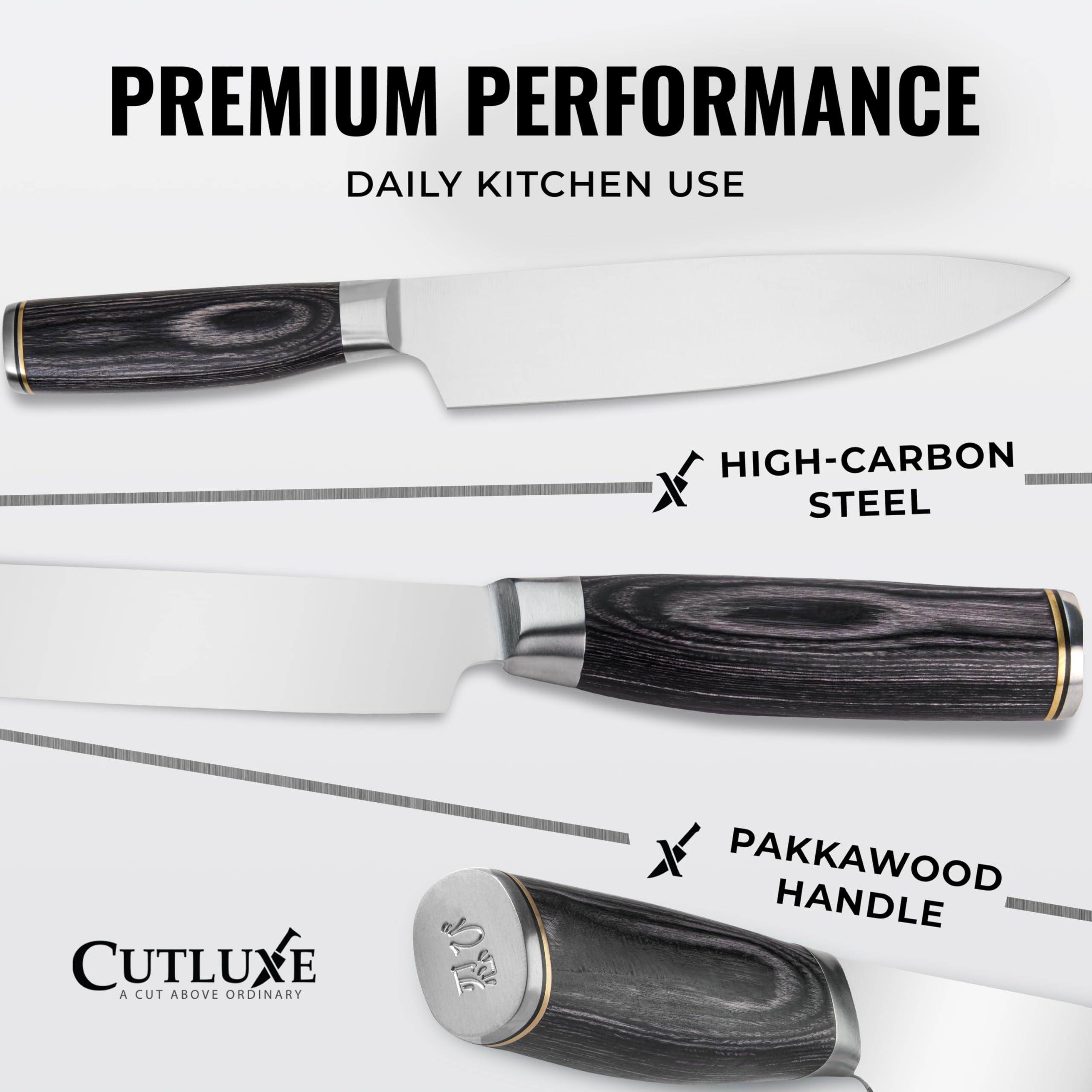 Cutluxe Chef Knife 8" Japanese Kitchen Knife – High Carbon Steel, Full Tang