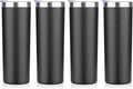 HASLE OUTFITTERS 20 oz Skinny Tumblers Bulk Set, Stainless Steel Insulated Slim Tumblers with Lids, Reusable Double Wall Travel Coffee Mugs, Durable Powder Coated Travel Water Cups(Black, 4)