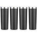 HASLE OUTFITTERS 20 oz Skinny Tumblers Bulk Set, Stainless Steel Insulated Slim Tumblers with Lids, Reusable Double Wall Travel Coffee Mugs, Durable Powder Coated Travel Water Cups(Black, 4)