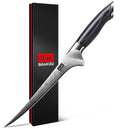 SHAN ZU Fillet Knife 7 Inch, Powder Steel Boning Knife High Carbon Japanese Filleting Knives, Ultra Sharp Deboning Knives for Meat Cutting with Ergonomic Pakkawood Handle