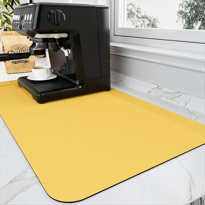 HotLive Coffee Mat - Absorbent Hide Stain Rubber Backed Dish Drying Mat for Kitchen Counter - Bar Mats for Countertops Accessories Fit Under Coffee Maker Espresso Machine
