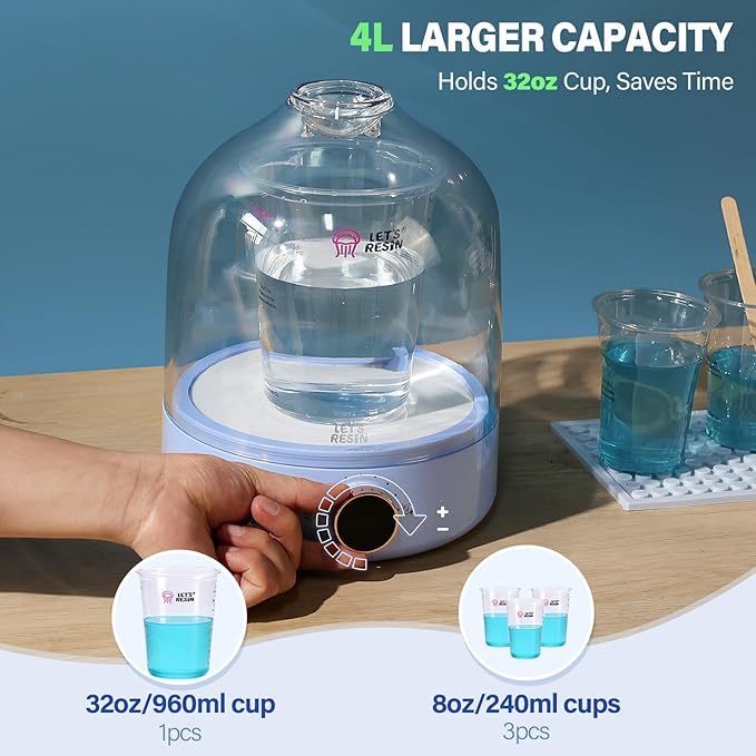 LET’S Resin Upgraded Resin Bubble Remover, Eliminate 99% Bubble in 5-9 Minutes, 99Kpa with Digital Display，Bigger Capacity, Auto Vent, Timer for Epoxy Resin Casting, Resin Art Crafts, Jewelry Making