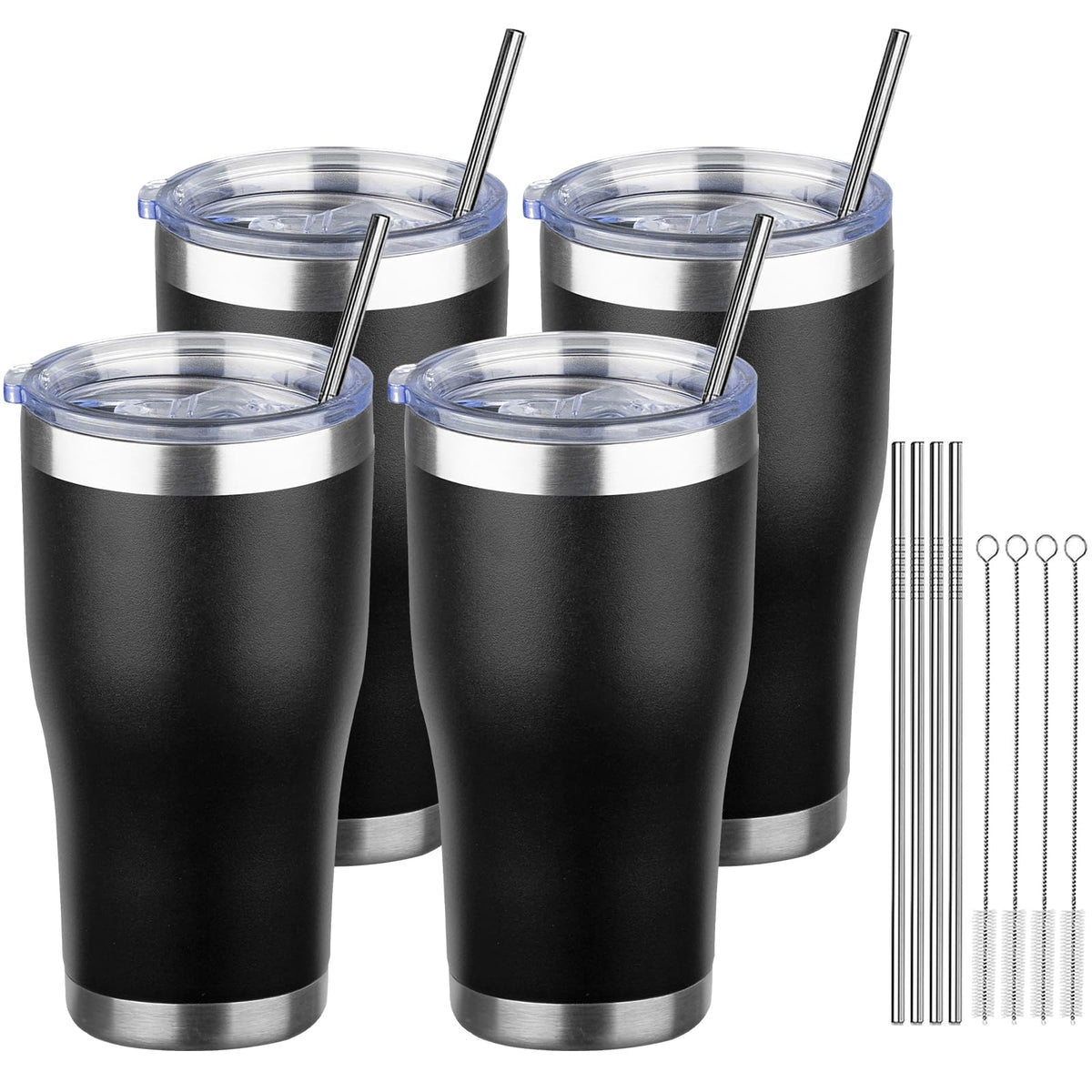 20oz Insulated Tumbler with Lid Straw Travel Coffee Mug Cup (Purple/Green)