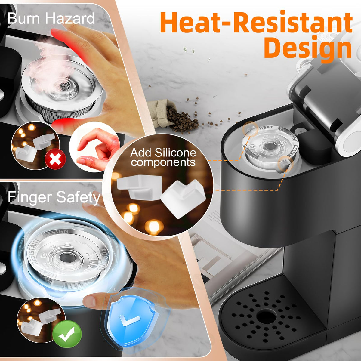 3 Pack Reusable K Cups for Keurig 1.0, not for 2.0 Coffee Machine, Scoop