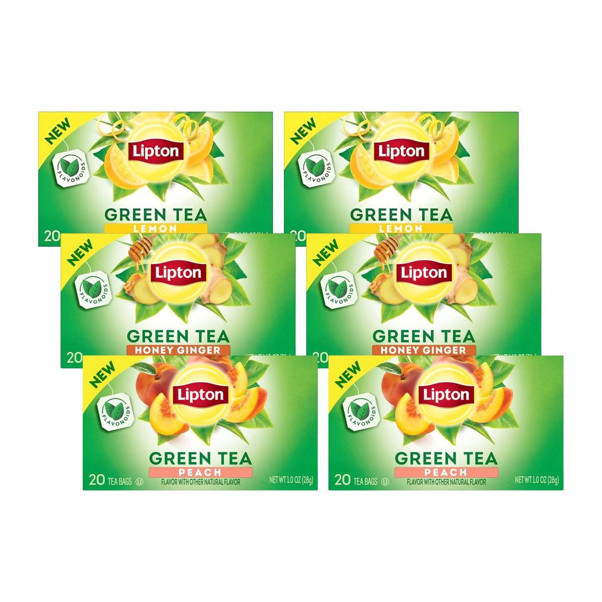 Lipton Honey Ginger Green Tea Bags, 120 Count (20 Count 6-Pack)
