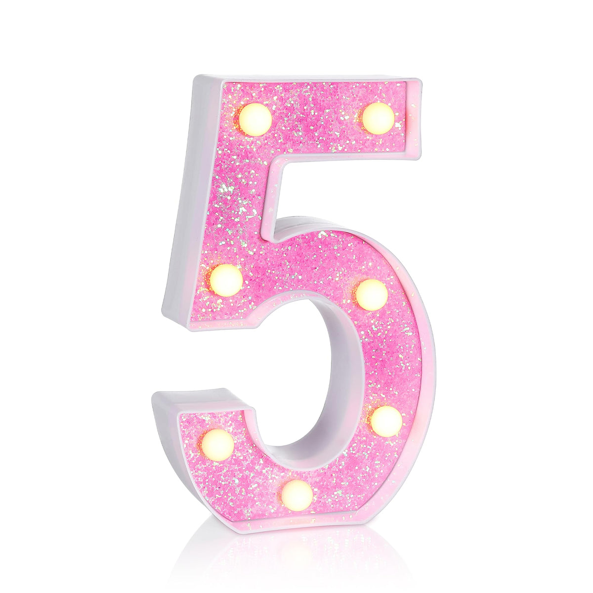 Foaky Decorative Led Marquee Light Up Number, Marquee Light Up Number Sign for Night Light Wedding Birthday Party Christmas Home Bar Decoration Number(5)