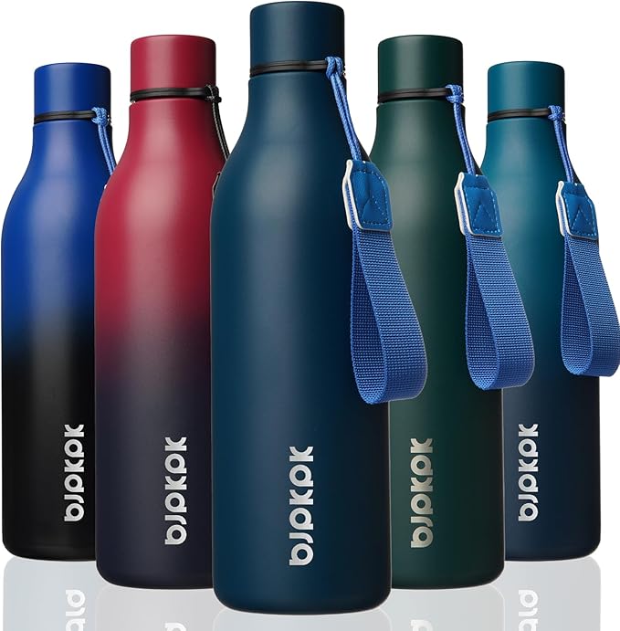 BJPKPK 18oz Insulated Water Bottle, Stainless Steel Bottle with Carry Strap