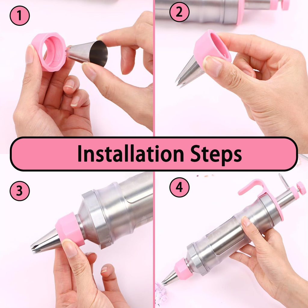 Hendiy Dessert Decorating Syringe Set, Stainless Steel Frosting Kit