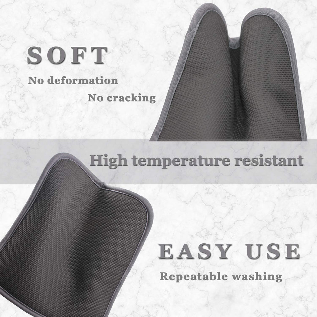 YEKOO 2Pcs Cotton and Neoprene Oven Pads Pot Holders with Pocket 8"x8.5" Dual-Function Hot Pad Set for Finger Hand Wrist Protection Heat Resistant to 428°F,Gray