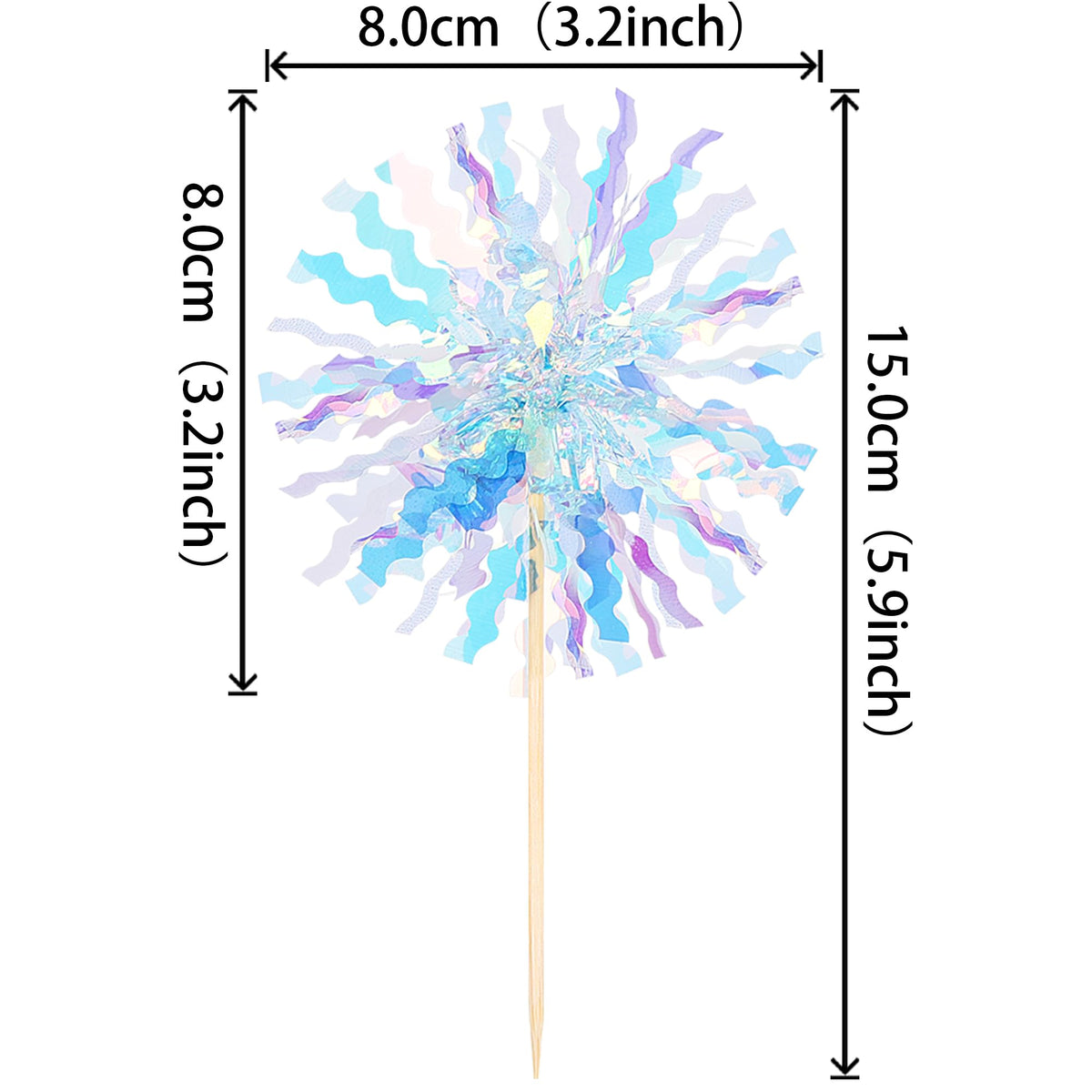 40 PCS Foil Firework Cupcake Toppers Sparkle Tinsel Cupcake Picks Fireworks Birthday Party Decorations Cocktail Fruit Toothpick for Birthday Wedding Graduation Party Decorations Supplies Black Purple