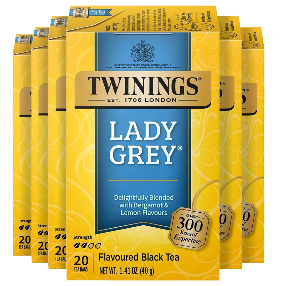 Twinings English Breakfast Black Tea Individually Wrapped Bags, 20 Count (Pack of 6), Flavourful, Robust, Caffeinated, Enjoy Hot or Iced, 120 Teabags