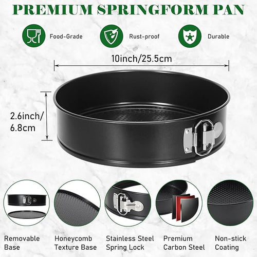 10 Inch Springform Pan with 50 Pcs Parchment Paper Cheesecake Baking Mold