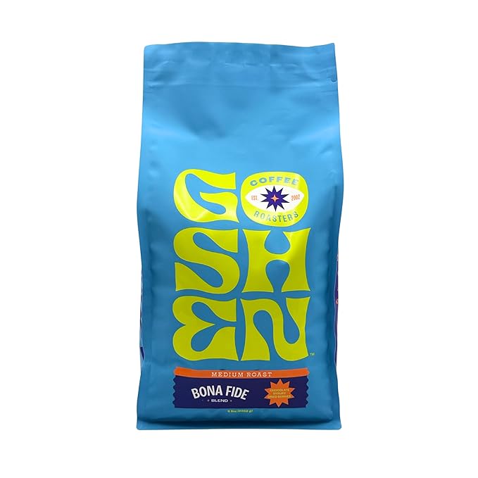 Goshen Coffee Roasters Whole Bean Bona Fide Blend | Medium Roast, Brewed or Espresso | Award-Winning, Natural and Washed | Chocolate, Syrupy, Dried Berry Flavors | 2 Lb Bag