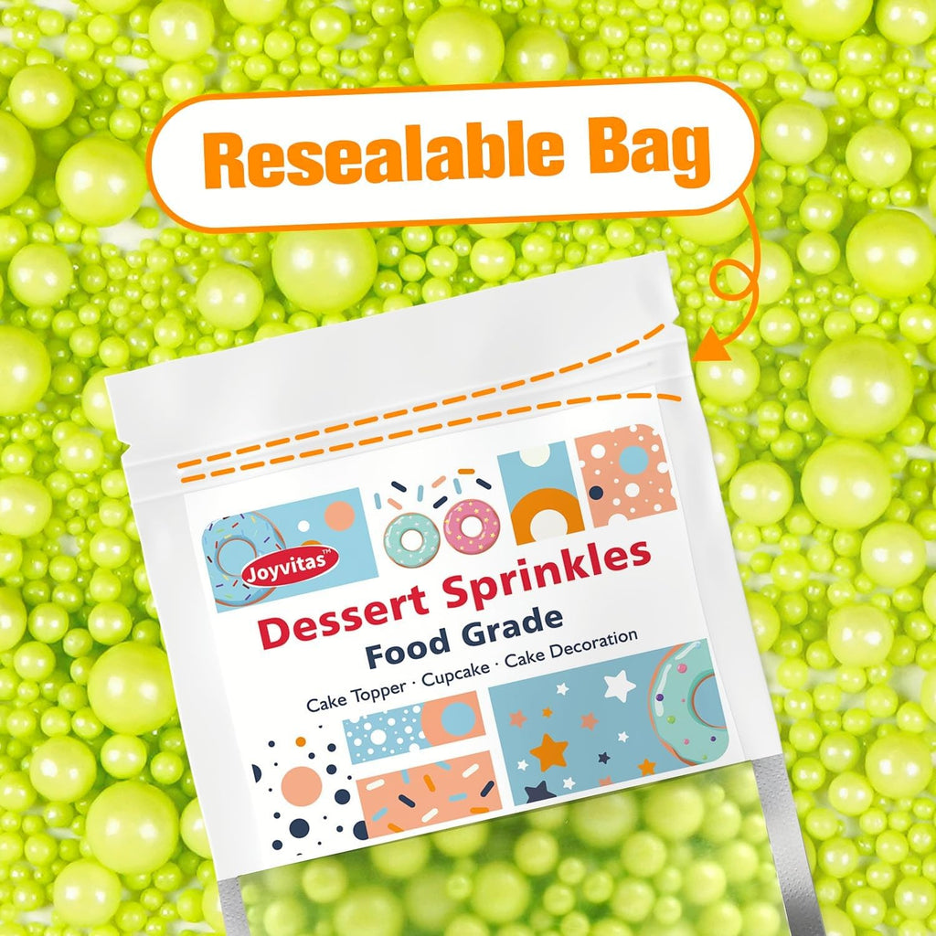 Green Pearl Sprinkles for Cake Decorating, 150g/5.29oz Mix Size, Edible Candy Sugar Pearls, Pearl Cake Decorations, Cupcake Toppers, Party, Holiday Supplies, Food Grade Sprinkles