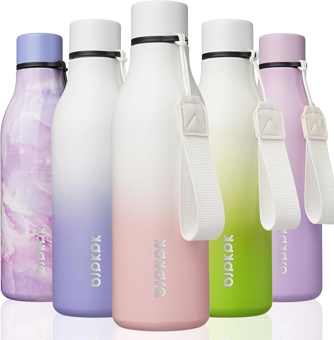 BJPKPK 18oz Insulated Water Bottle, Stainless Steel Bottle with Carry Strap