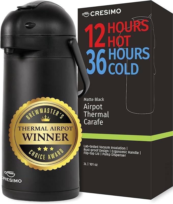Coffee Carafe Airpot & Cleaning Brush 102oz/3L Airpot 12 Hours Hot