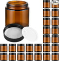 Glass Jars with Lids,Eco-Friendly Cosmetic Containers with Airtight Black Lids & Liners, Multi-Color Options for Cream, Lotion, Body Butter, DIY Skincare Travel Jars (Amber, 4oz)