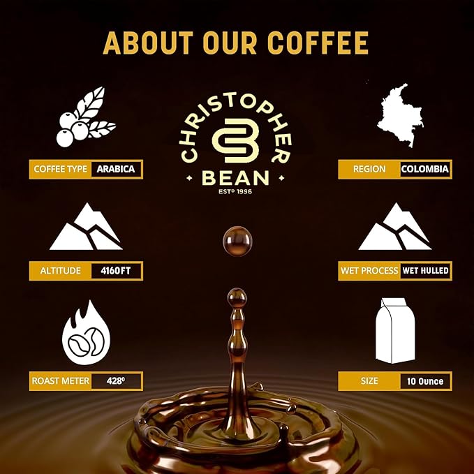 Christopher Bean Coffee - Certified Kosher - Decaf Ground Universal Drip Chocolate Indulgence Flavored Coffee| coffee beans with Medium Roast 100% Arabica, No Sugar, No Fats, Non-GMO | 10 - Ounce Bag