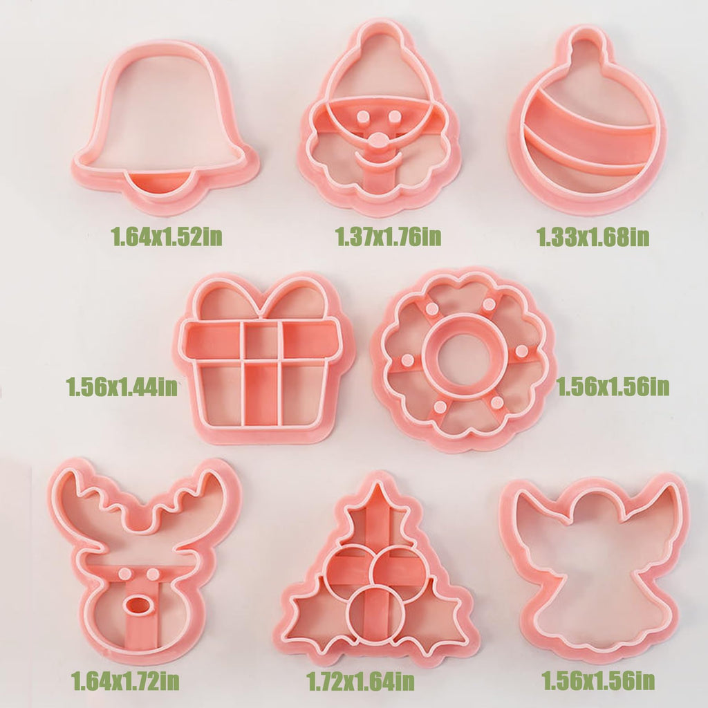 GULELAYAR 8Pcs Christmas Cookie Cutters, 3D Cookie Cutter Set, Snowman Deer Gift Cutters Cake Baking Fondant Embosser Stamps Christmas Party DIY Cake Decorating Tools