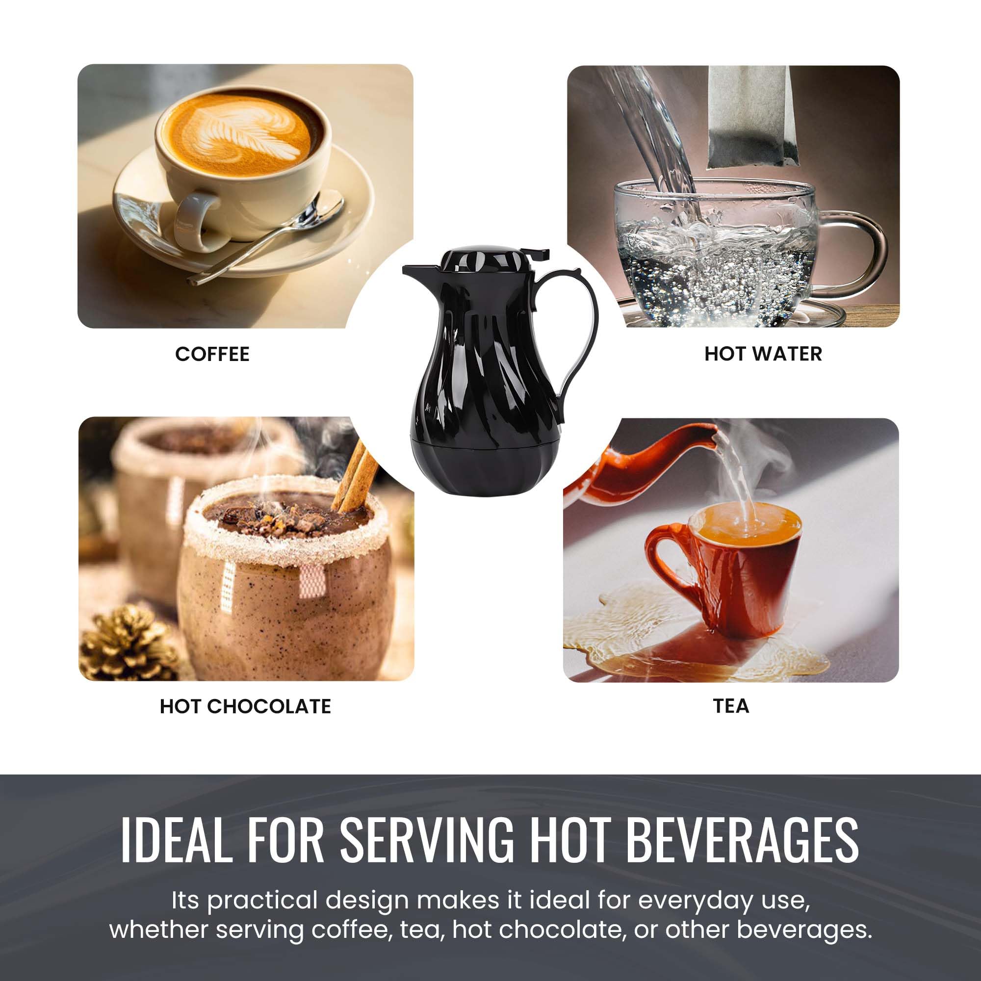 OCS Parts 8-Inch Insulated Thermal Coffee Carafe | 20-Ounce | Black