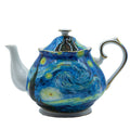 Teapot 30 oz Vangogh Paintings Bone China Loose Tea Pot Floral Design Vintage Ceramic Coffee Water Pot European Style Porcelain (Starry Sky)