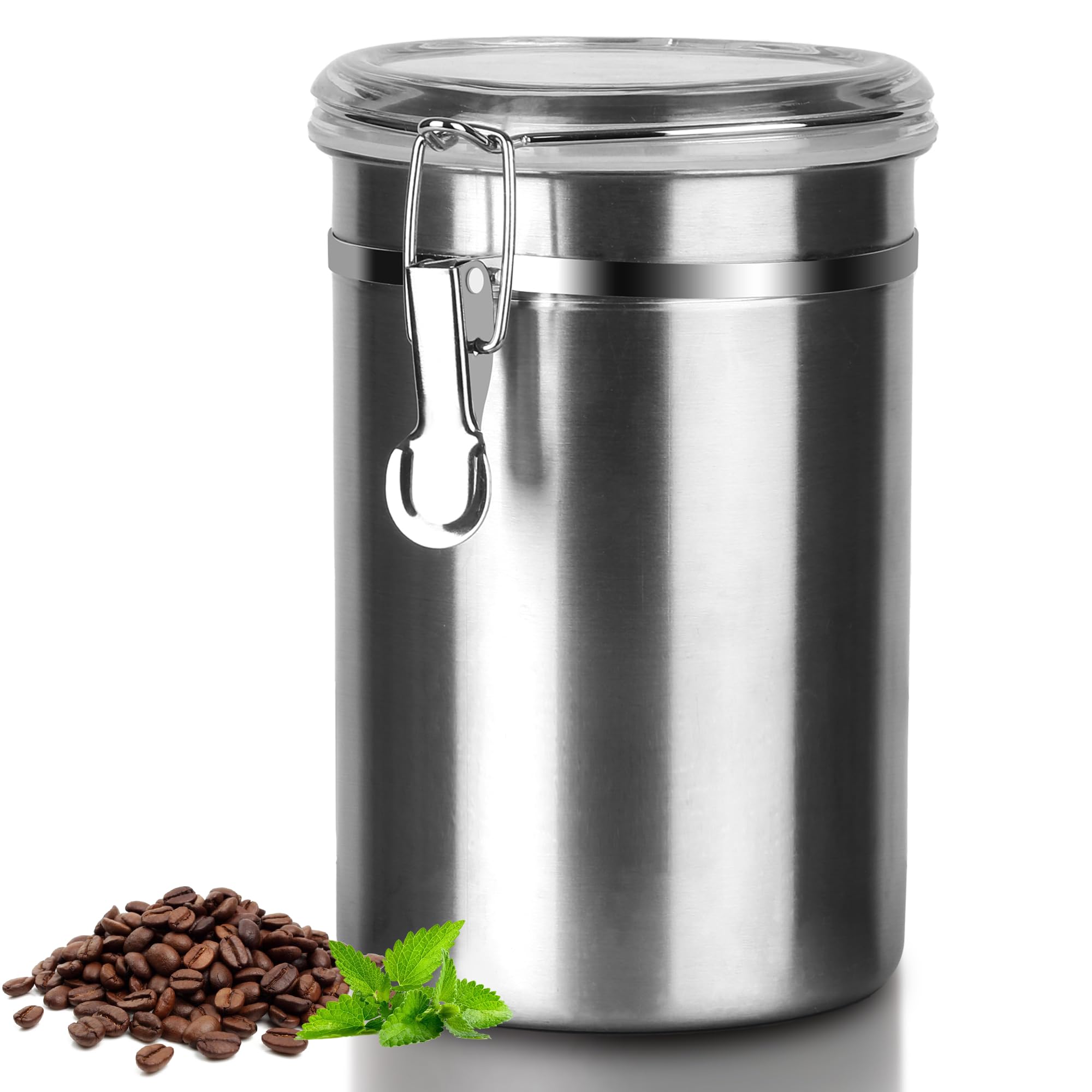 Walktosun Stainless Steel Food Container with Clear Lids Airtight Storage Container Stackable Small Canisters Kitchen Pantry Storage for Cereal, Snacks, Candy, Herbs, Spices, Sugar, Tea (Silver)