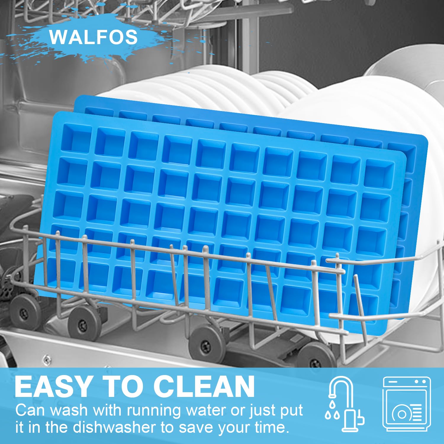 Mini Square-Terrace Silicone Chocolate Molds 50 Cavities - Walfos Non Stick Silicone Candy Molds, Silicone Molds for Chocolate, Candy, Gummy, Jelly, Ice Cubes, Food Grade & Dishwasher Safe, 4 Packs