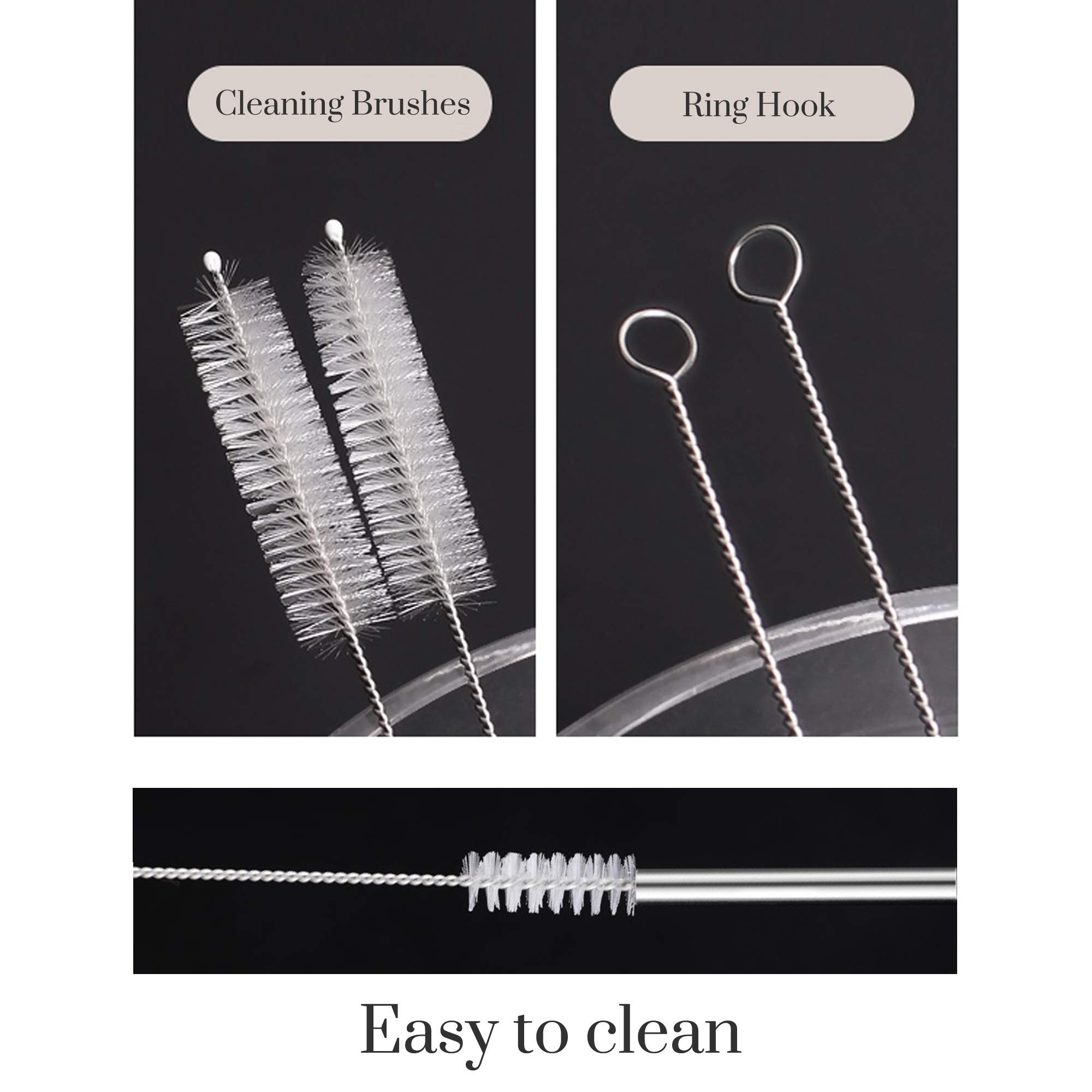 Set of 4 Reusable Metal Straws, 10.5'' Long Stainless Steel Straw with Cleaning Brushes and Case, Drinking for 30 oz and 20 oz Tumblers.