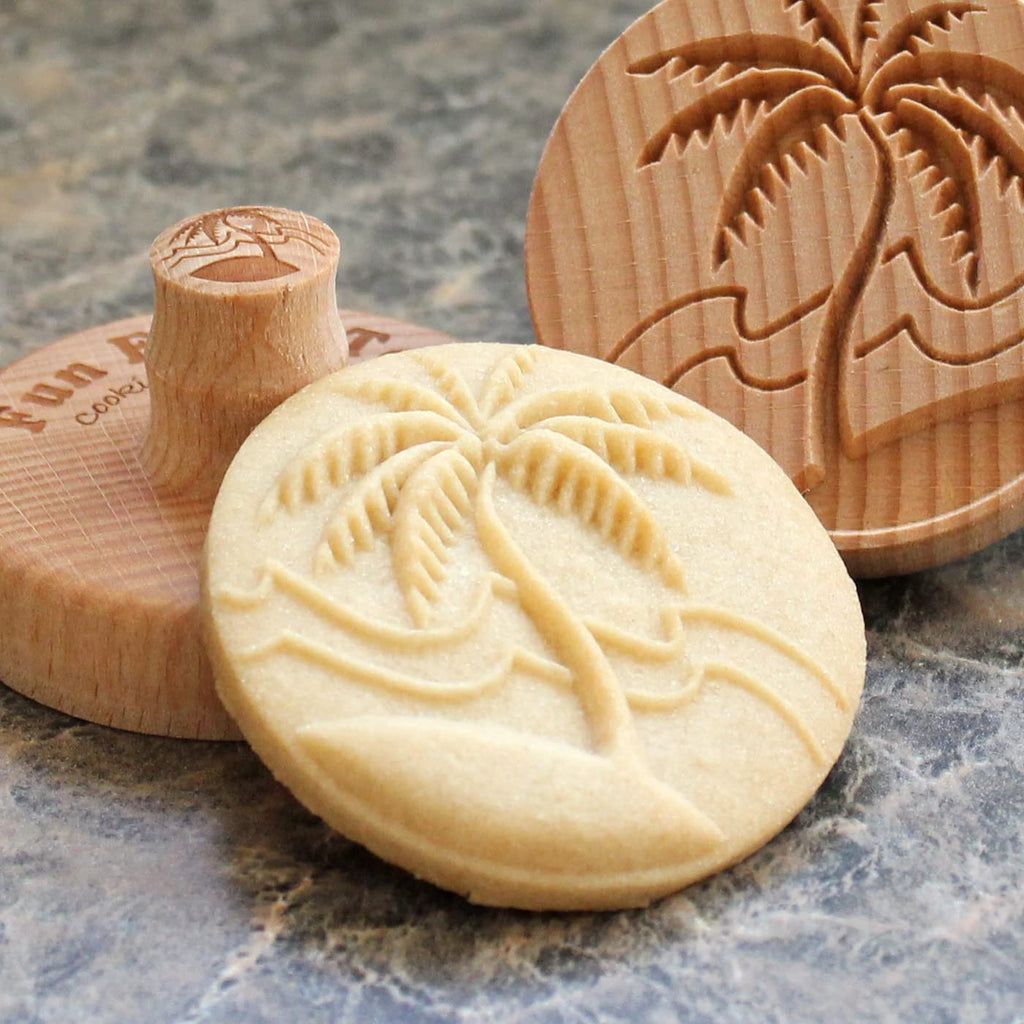 Fun Food Tools, Wood Cookie Stamp, 2.5 Inch (Tropical Island CS-046)