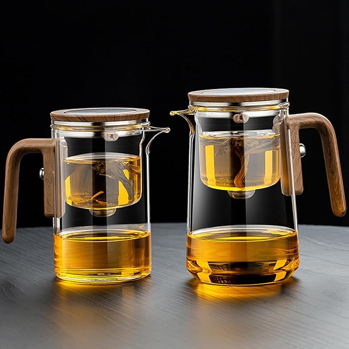 Enchanti Tea Pot, Witchcraft Magic Glass Teapot with Infuser Strainer and Lid for Loose Leaf Tea Herbal, Magnetic Water Separation Tea Maker Kettle with Cups Clear Enchantipot (1000ml)