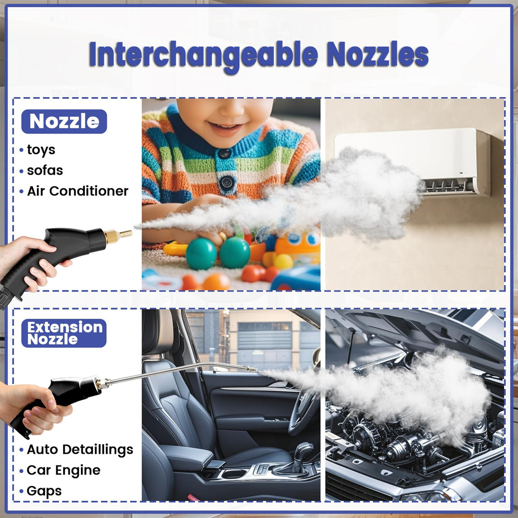Steam Cleaner, Portable Pressurized Steamer for Cleaning with 14pcs Accessories, 6-Level Adjustable,15s Heat-Up, Handheld Steam Cleaner for Home, Tile, Dirt, Grout, Grease, Car Detailing (03-White)