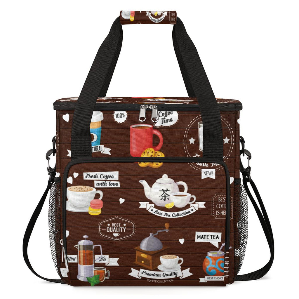 FengQuGou Coffee Culture Maker Carring Bag Cafe Travel Carrying Storage Tote Compatible with Keurig K-Mini or Plus Portable Single Serve Brewer Case Pockets for K-cup Pods