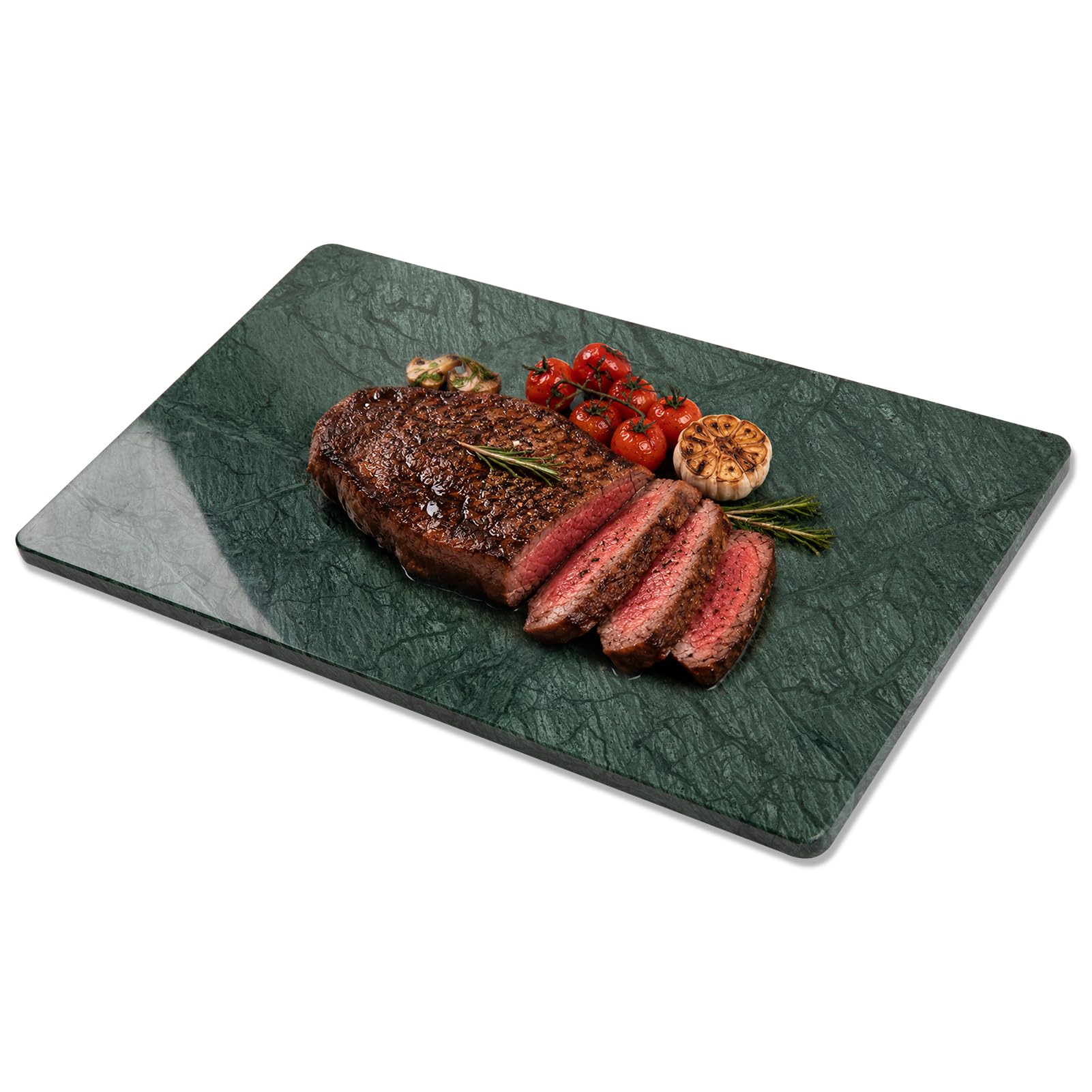 Adolif Green Marble Cutting Board, Marble Slab Pastry Board 12x20 Inch With Non-Slip Feet For Baking, Cheese, Charcuterie, Chocolate