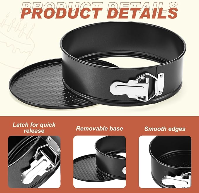 4 Pcs 8 Inch Non Stick Springform Pan with Removable Bottom Carbon Steel Cheesecake Pan Round Springform Cake Mold with Stainless Steel Spring Buckles for Baking Kitchens Restaurant