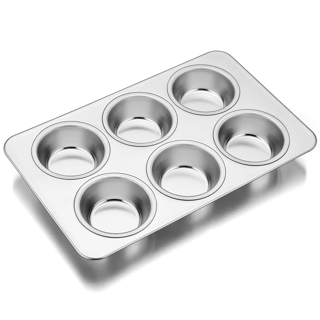 TeamFar Muffin Pan, 6 Cup Muffin Pan for Baking, Cupcake Pan Muffin Tin