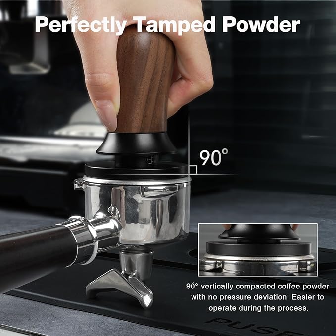 PUSEE 53.3mm Espresso Coffee Tamper - Premium Barista Coffee Tamper, 30lb Calibrated Double Spring Titanium Coating Base Ground Espresso Tamper, Fits for All 53mm Portafilters, Espresso Accessories